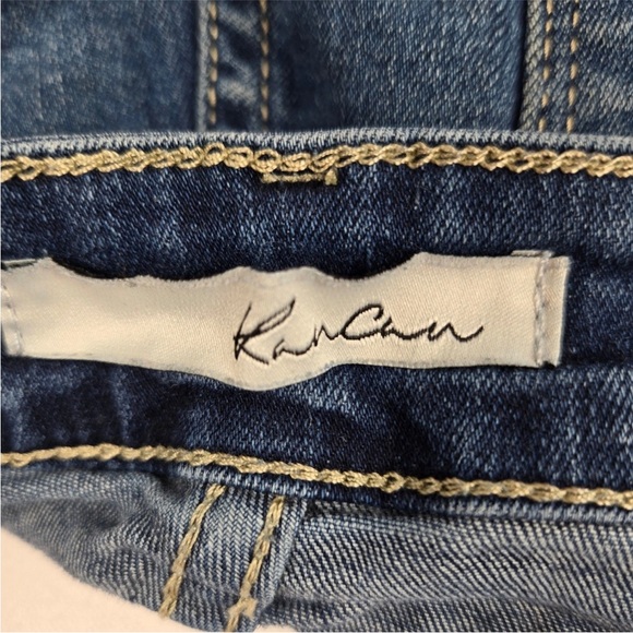 KanCan Dark Wash‎ Flatfront Frayed Hem 2” denim Shorts- women size 9 - Picture 5 of 10
